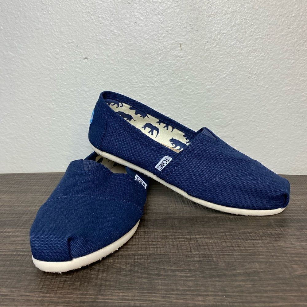 Womens Toms Canvas Classic Shoes Navy Size 7W
